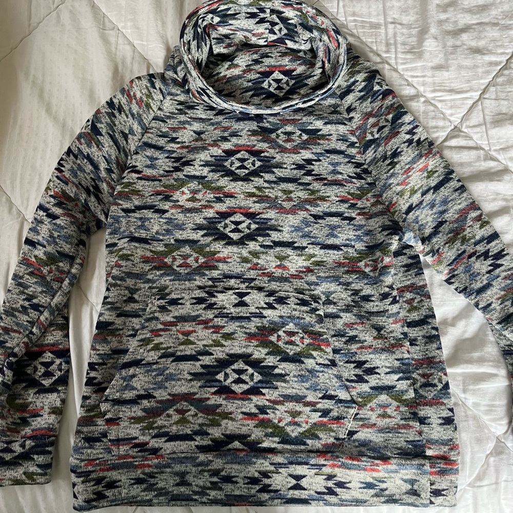 Derek Heart Tribal Print Cowl Neck Sweatshirt